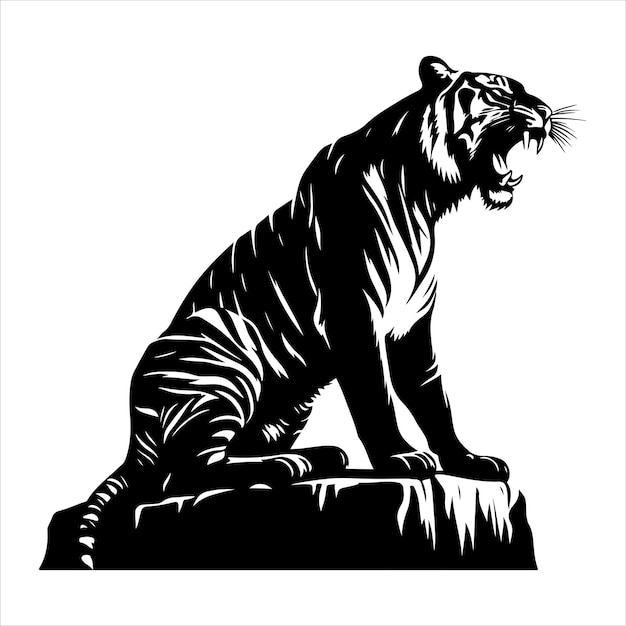tijger silhouet vector kunst en grafische vector zwarte kleur silhouet solated witte achtergrond