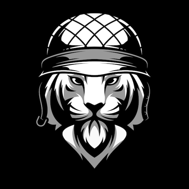 Tijger soldaat mascotte logo ontwerp