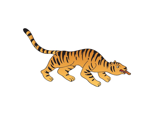 Tijger tattoo op witte achtergrond vector platte illustratie