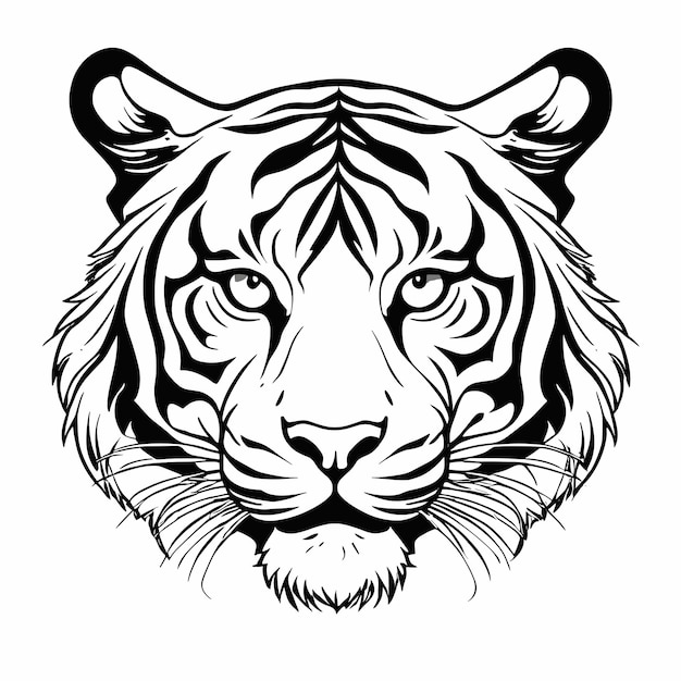 Vector tijger tattoo stencil tekening zwart-wit vectorillustratie