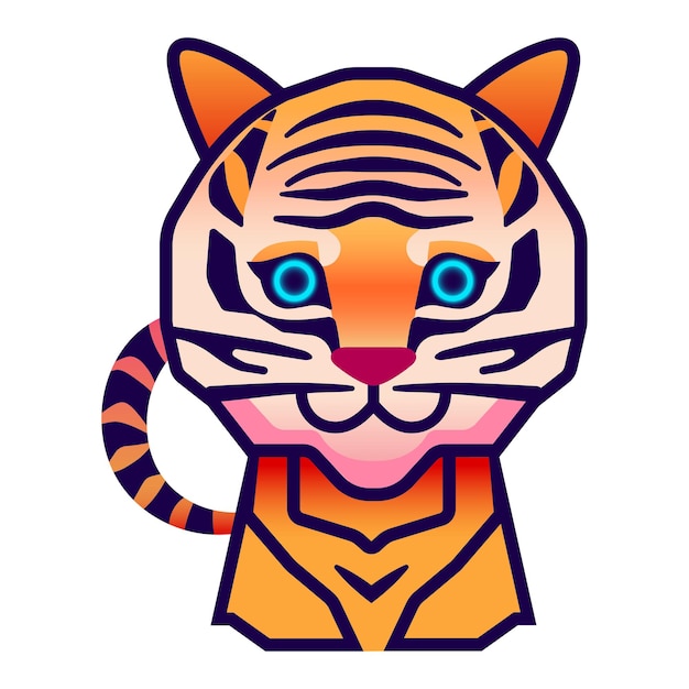 Tijger vector illustratie flat cartoon style logo schattig tijger icoon dierlijke natuur icoon geïsoleerd