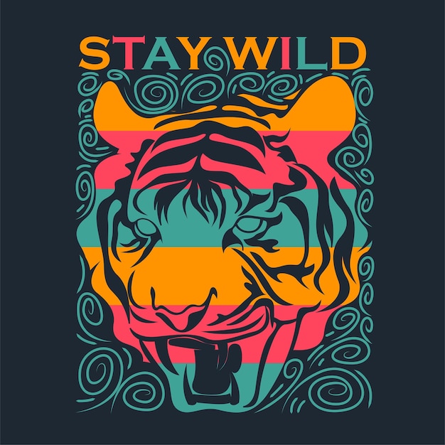 Tijger vector print ontwerp voor t-shirt en anderen