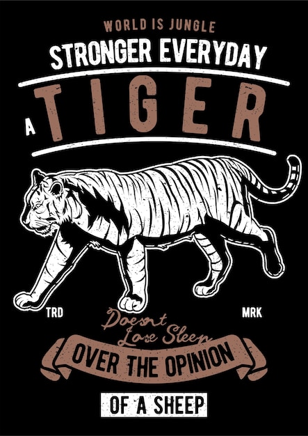 Vector tijger, vintage illustratie poster.