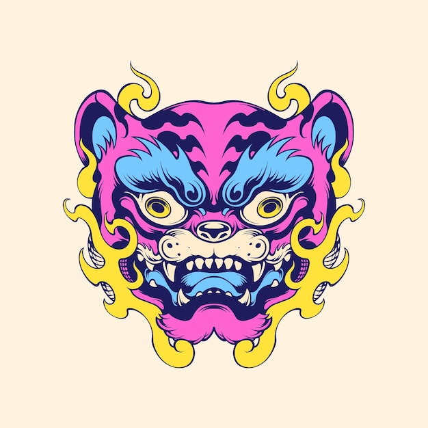 Tijger vuurmasker vector kunst