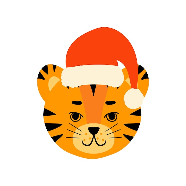 Vector tijgergezicht hoofd kerstmuts set