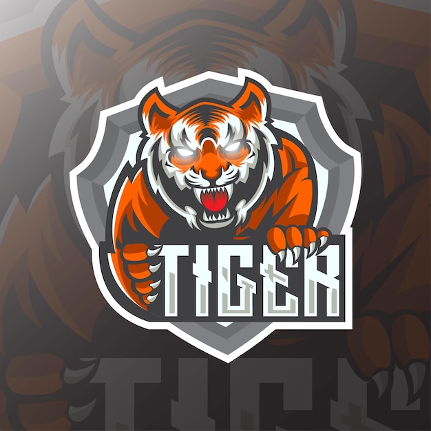 Vector tijgerkop esport logo gaming