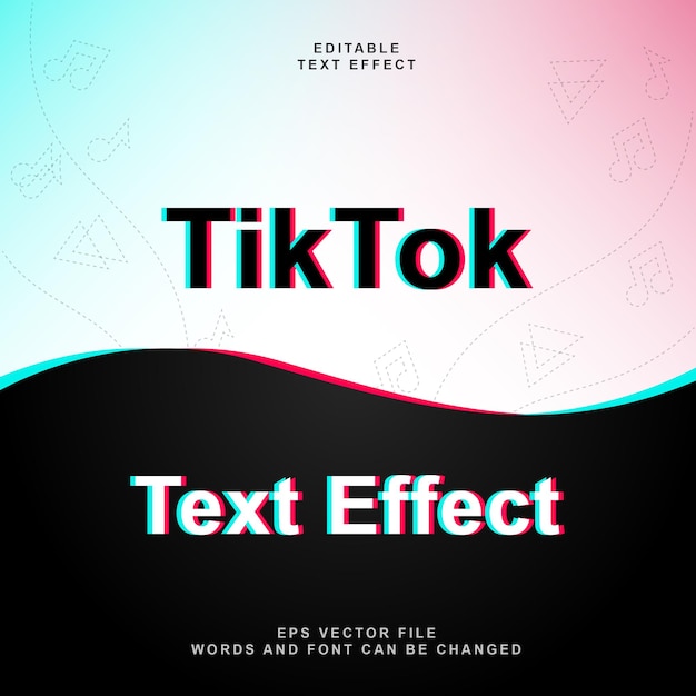 Vector tik tok editable text effect