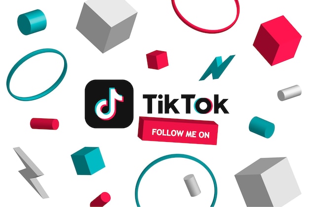 Tik tok geometrische 3d-achtergrond