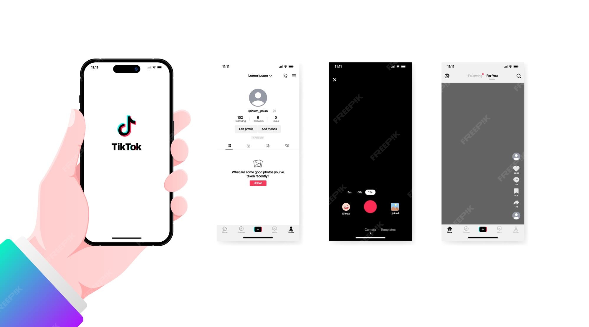 Premium Vector Tik Tok interface mockup Editorial Tik Tok interface