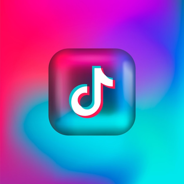 Vector tik tok logo 3d on gradient background