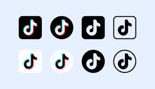 Иконки логотипа Tik Tok Набор логотипов для социальных сетей Tik Tok Социальные сети Редакция Tik Tok изолированные иконки Социальные сети набор векторных икон