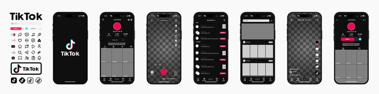 Vector tik tok は、iphone 14 のデザインをモックアップします。tik tok 画面のソーシャル メディアとソーシャル ネットワーク インターフェイス。
