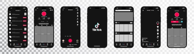 Vector tik tok mock up design on iphone 14. tik tok screen social media and social network interface.