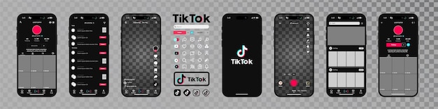 Vector tik tok mock-up ontwerp op iphone 14. tik tok-scherm sociale media en sociale netwerkinterfacetempla