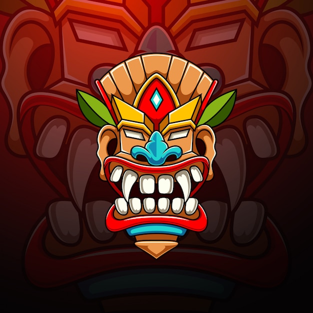 Tiki esport mascotte logo ontwerp