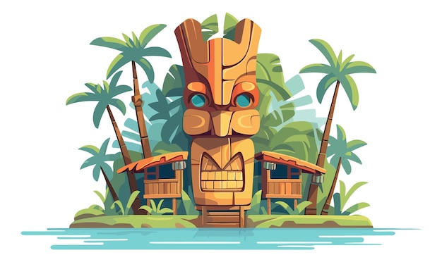 Vector tiki festival eiland tiki eiland vector illustratie voor t-shirt ontwerp wandpapier en druk