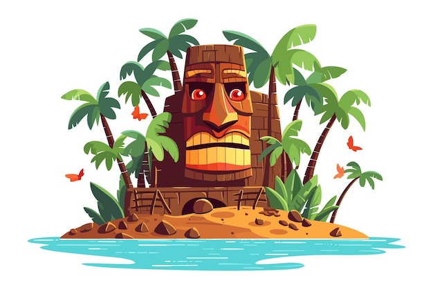 Tiki festival island tiki island vector illustration for tshirt design wall paper and printing
