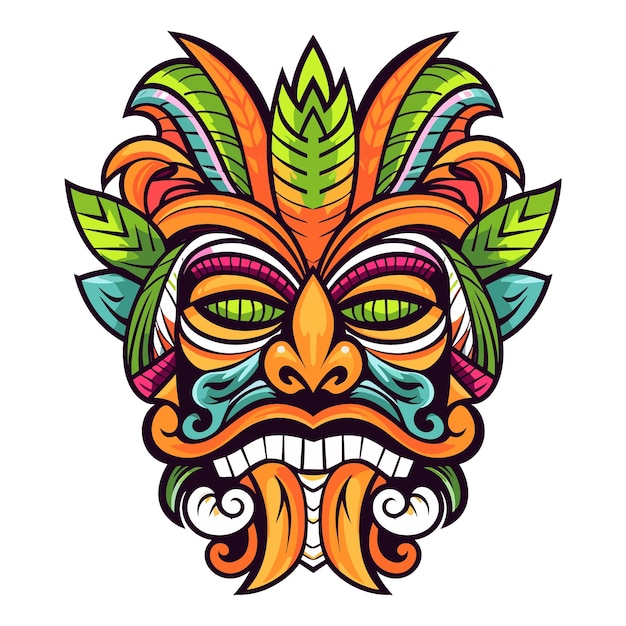 Tiki festival tiki maschera illustrazione vettoriale tiki maschere per t-shirt design adesivo e wall art