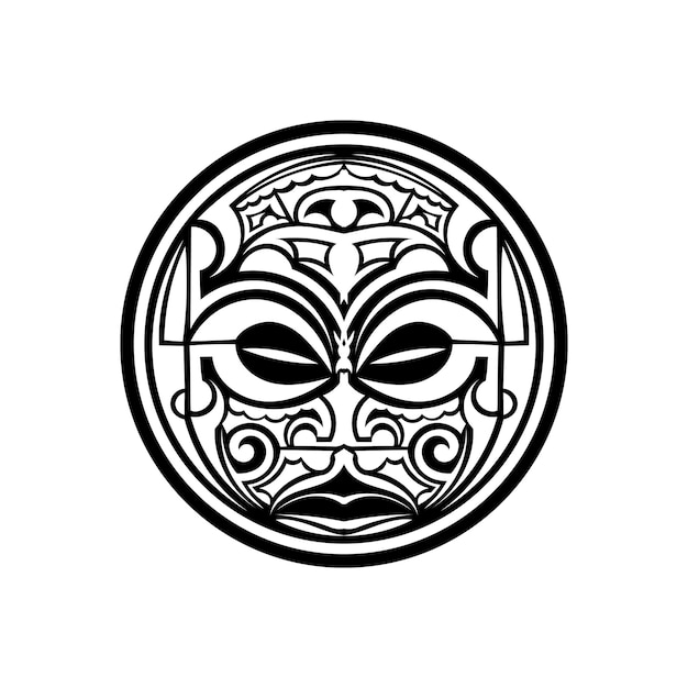 Тики - это человекоподобная фигура, олицетворяющая полинезийских полубогов. тики использовались маори в качестве амулетов и ритуалов, а также в тату-искусстве. священный знак и символы. человеческие эмоции - мрак. фондовый вектор.