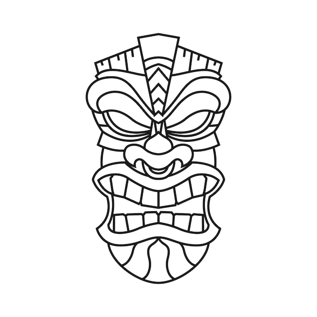 Tiki lijn kunst logo ontwerp vector