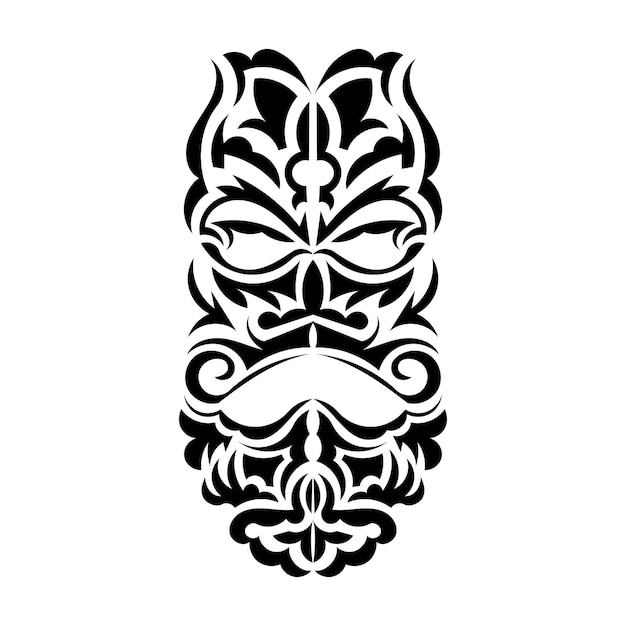 Tiki mask design frightening masks in the local ornament of polynesia isolated tattoo sketch vector illustration