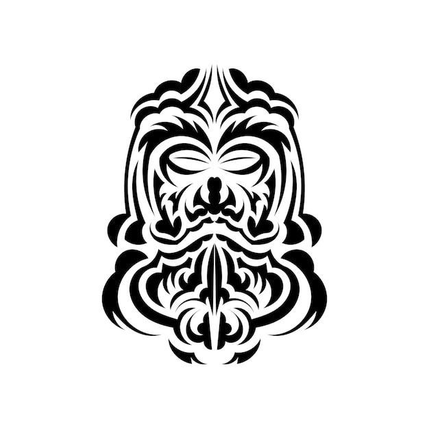 티키 마스크 디자인 폴리네시아와 하와이에서 전통적인 장식 패턴 흰색 배경 평면 스타일 벡터에 격리