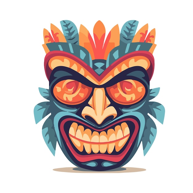 Tiki mask drawing vector element decoration