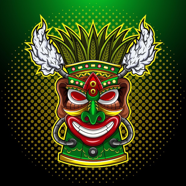 Tiki mask esport mascot logo