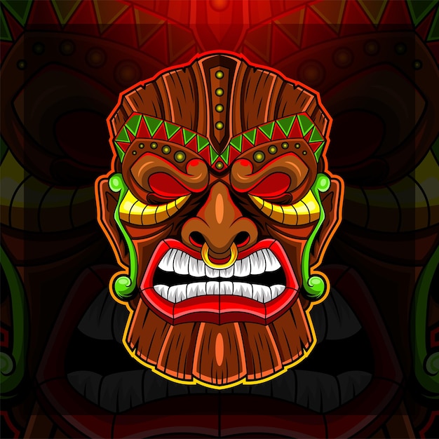 Tiki mask esport mascot logo