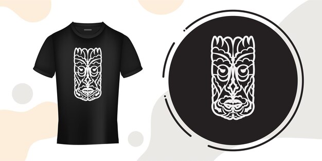 Tiki mask in Hawaiian style Face from Polynesian patterns Suitable for tshirts phone cases and tattoos Vector illustration