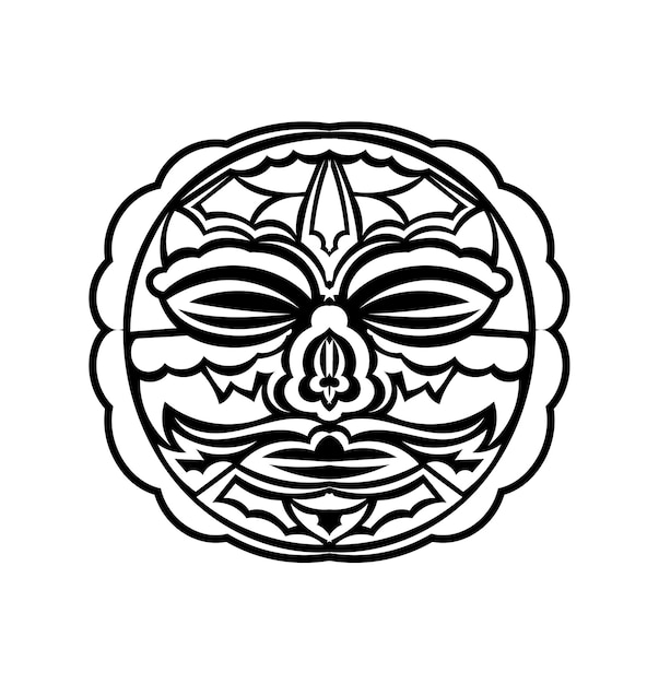 Маска Тики Маори или полинезийский узор Хорошо подходит для отпечатков и татуировок Изолированный вектор