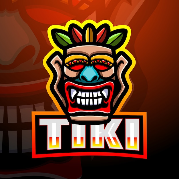 Tiki mask mascot esport illustration