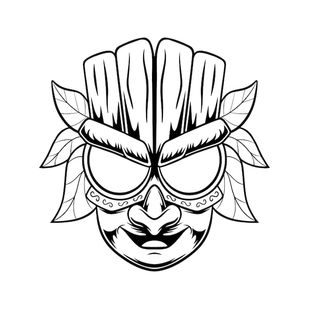 Vector tiki mask mascot logo design