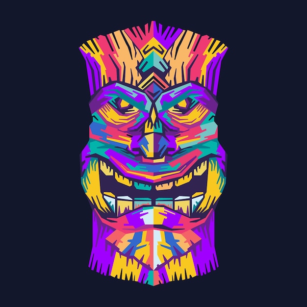 Tiki Mask Wpap 팝 아트 스타일 디자인