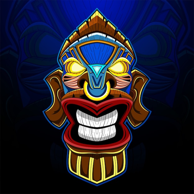 Vector tiki-masker esport mascotte-logo