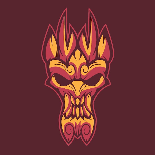 Tiki Skull Mask Illustration