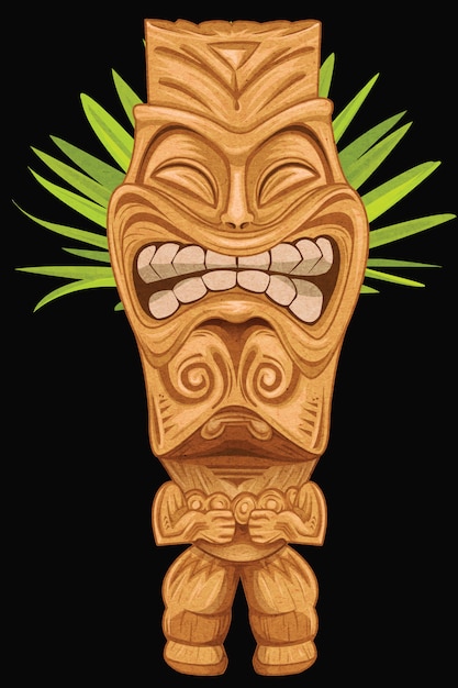 Vettore tiki statue making face