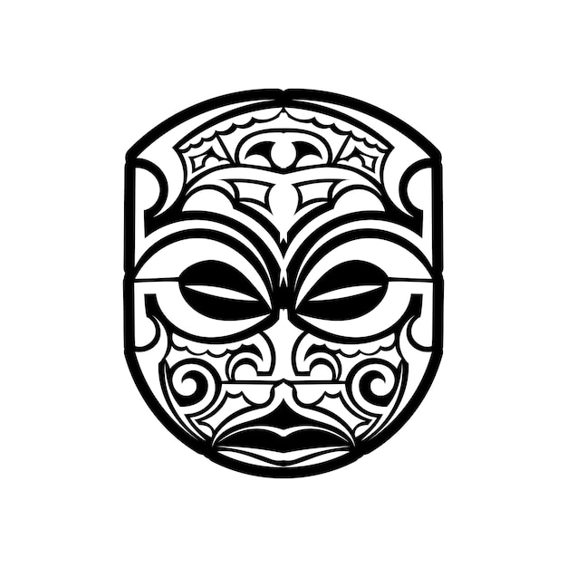 Tiki used as the Maori tattoo art. Sacred sign and symbols. Stock vector.