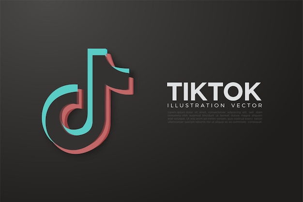 Vettore tiktok 3d con sfondo nero