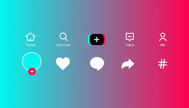 Tiktok app met kleurenpictogram. social media iconen set