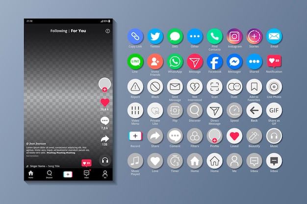 Tiktok-interface en smartphone-apps