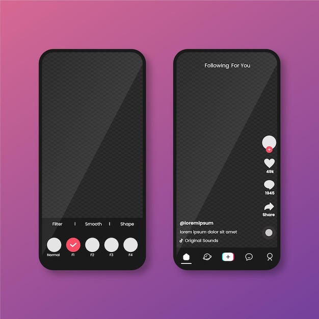 Vector tiktok interface template set