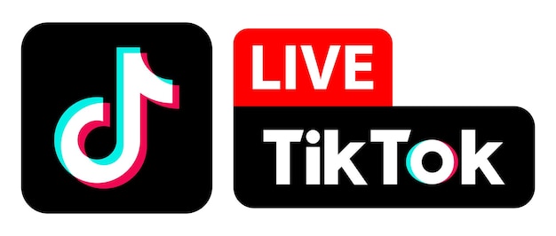 Вектор Логотип tiktok в прямом эфирезначок прямой трансляции