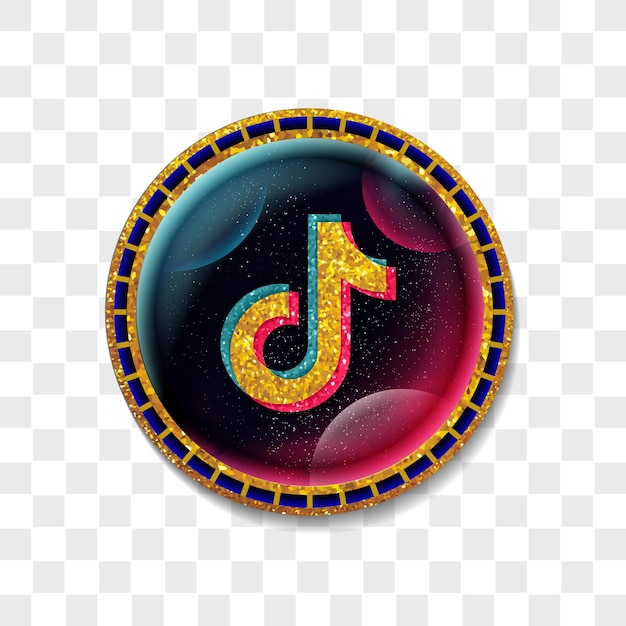 Значок логотипа Tiktok с золотым кольцом