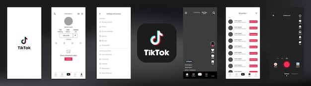 TikTok 모형 설정 화면 소셜 미디어 및 네트워크 인터페이스 템플릿