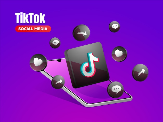 Vector tiktok pictogrammen sociale media met smartphone