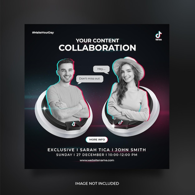 Tiktok social media post web banner template