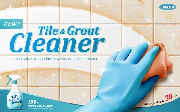 Vector tile and grout cleaner ad template