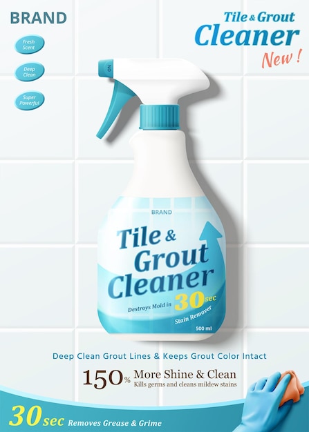 Vector tile and grout cleaner ad template