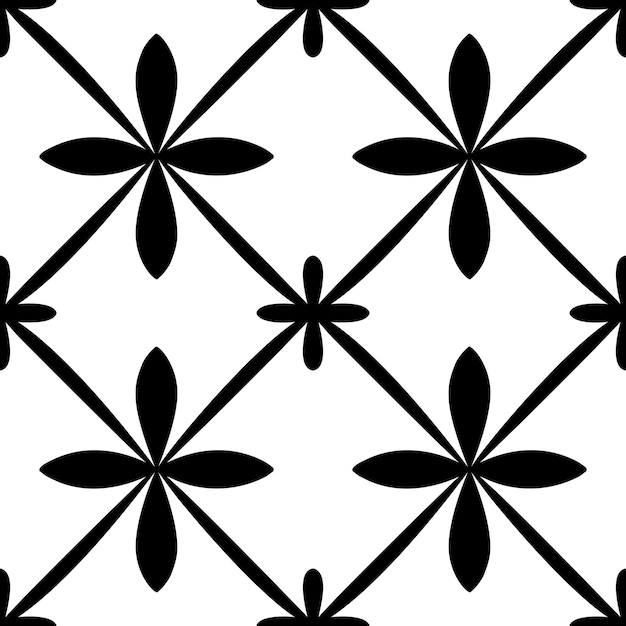 Tile portugal seamless pattern. Black and white geometric background. Traditional azulejo repeat ornament. Vector monochrome pattern. Abstract vintage print for fabric, packaging.